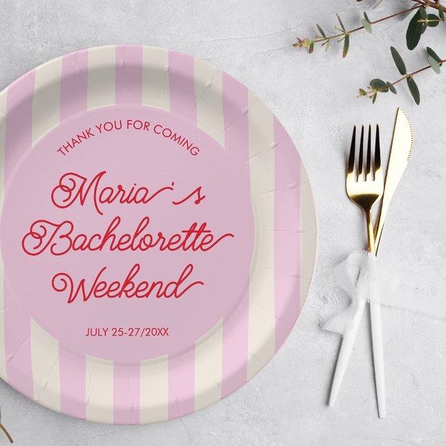 Modern Pink Bachelorete Party Paper Plate (Creator Uploaded)