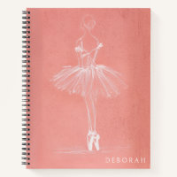 Modern Pink Ballerina Sketch Custom Name