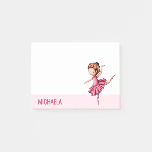 Modern Pink Ballet Dancer Post-it Notes (Front)