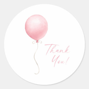 Modern Pink Balloon Girl Baby Shower Classic Round Sticker
