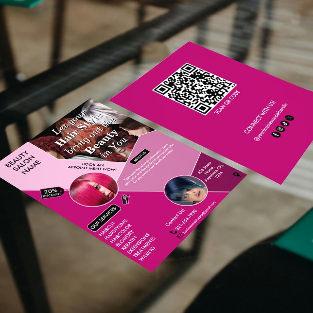 Modern Pink Beauty Hair Services Salon Customised  Flyer (Creator Uploaded)