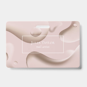 Modern Pink Beauty Salon Nail Artist Business ID Badge