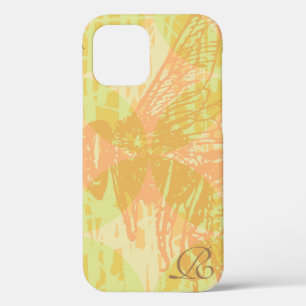 Modern Pink  Bee and Monogram iPhone 12 Case