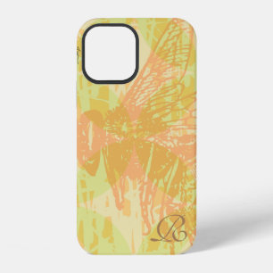 Modern Pink Bee and Monogram iPhone 12 Case