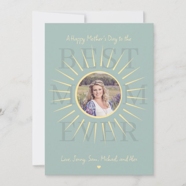 Modern pink best mum ever Mother's Day sage card (Front)