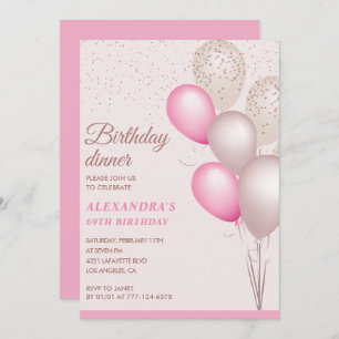 Modern Pink Birthday dinner 69th birthday Invitation