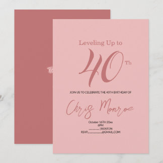Modern Pink Birthday Invitation