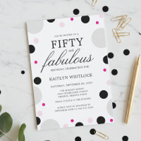 Modern Pink Black Bold Script 50th Birthday Party