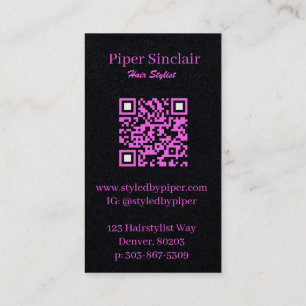 Modern Pink & Black Business Card