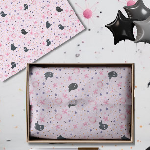 Modern Pink Black Cute Halloween Boo Ghost Tissue Paper