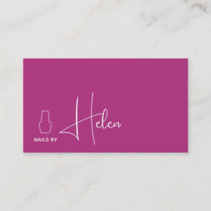 Modern pink black minimalist nail polish business card
