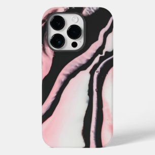 Modern Pink Black Painted Marble Pattern Case-Mate iPhone 14 Pro Case