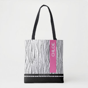 Modern Pink & Black Personalised Tote Bag