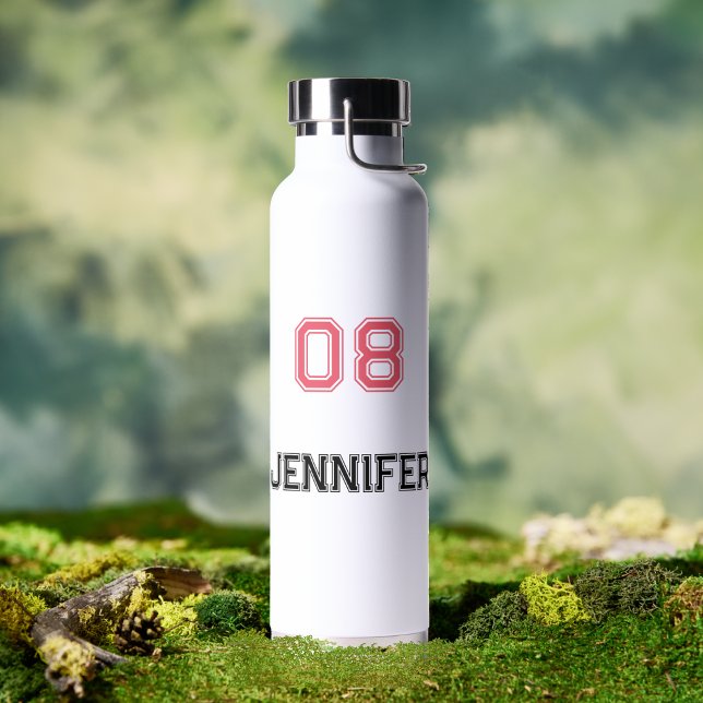 Modern Pink Black Player Name Jersey Number Sports Water Bottle (Modern Pink Black Player Name Jersey Number Sports Water Bottle)