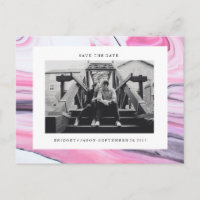 Modern pink black white marble Photo SAVE THE DATE