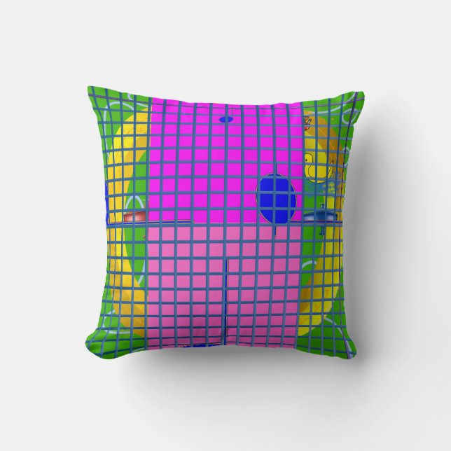 Modern Pink Blocks  Cushion (Front)