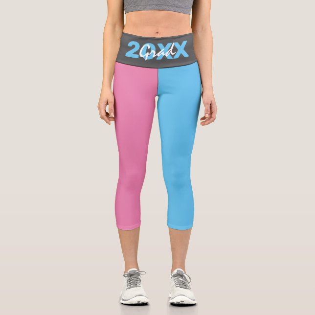 Modern Pink, Blue and Grey Graduation Capri (Front)