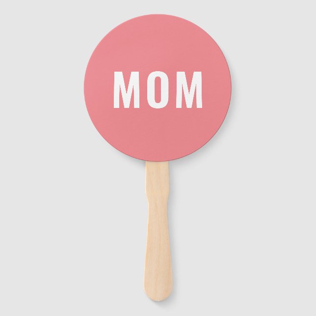 Modern Pink Blue Baby Shower Game Hand Fan: Mum or Fan (Front)