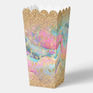 Modern Pink Blue Gold Swirl Party Favour Box