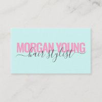 Modern pink blue hair stylist script signature