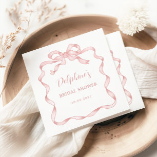 Modern Pink Blush Bow Ribbon Bridal Shower Napkin