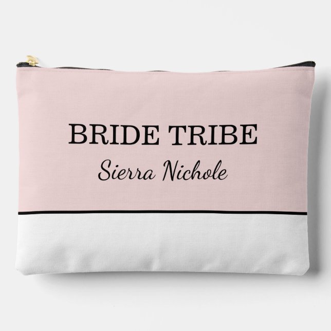 Modern Pink Blush Bride Tribe Accessory Pouch (Front)
