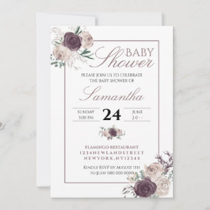 Modern Pink Blush Elegant Floral baby shower Invitation