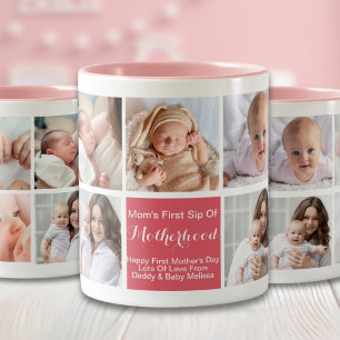 Modern Pink Blush First Mother's Day Photo Mug