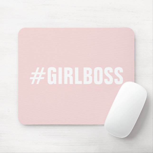 Modern pink blush girl boss typography mouse pad (With Mouse)