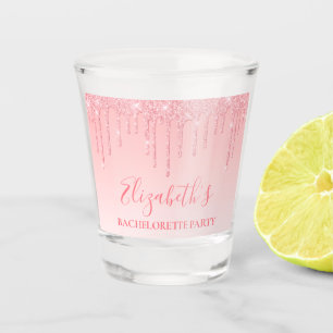Modern Pink Blush Glitter Bachelorette Party Shot Glass