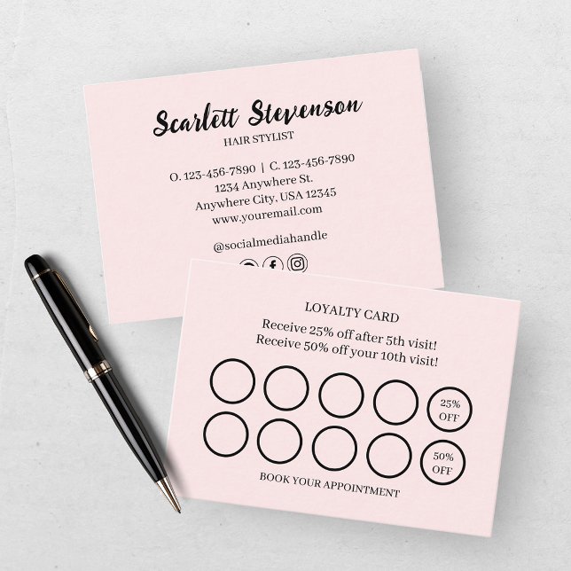 Modern Pink Blush Loyalty Business Card (Creator Uploaded)