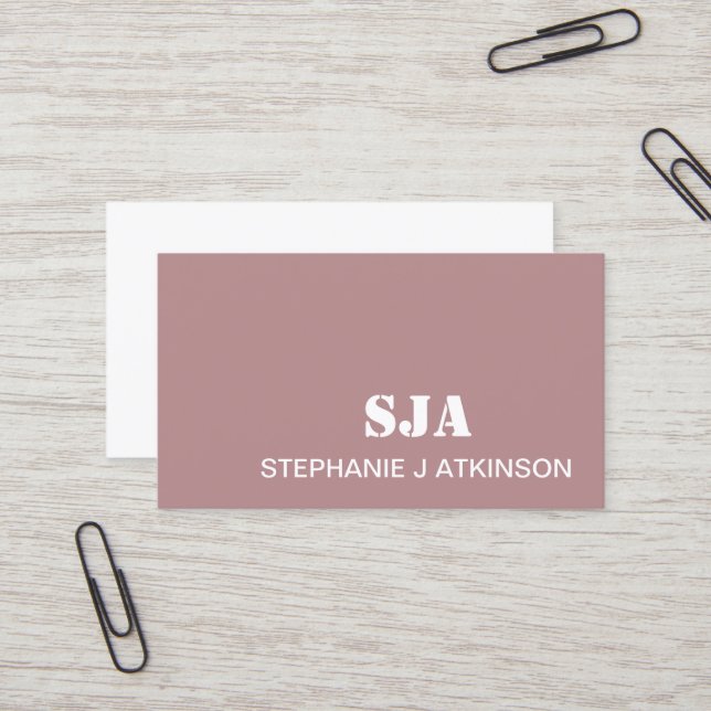Modern Pink Blush Minimalist Professional Initials Business Card (Front/Back In Situ)