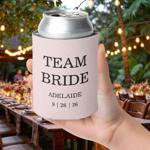 Modern Pink Blush Team Bride Wedding Can Cooler