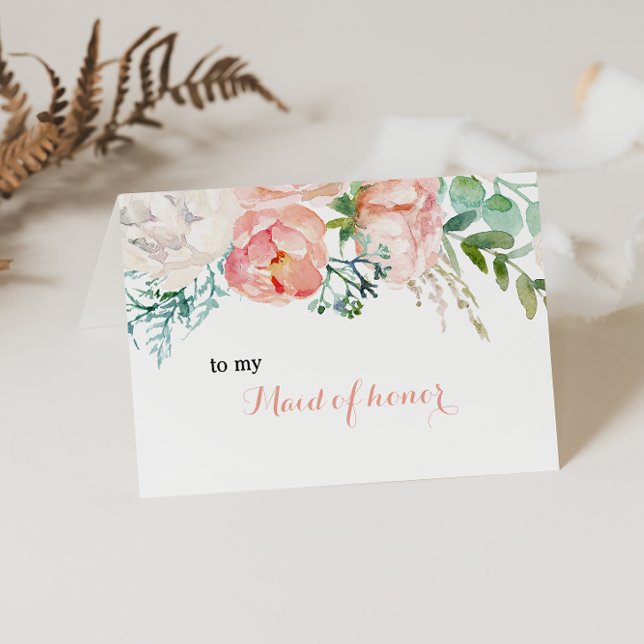 Modern Pink Blush Tropical Maid of Honor Thank You Card (Creator Uploaded)