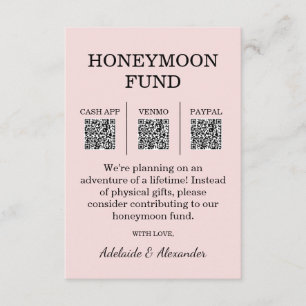 Modern Pink Blush Wedding Honeymoon Fund Enclosure Card