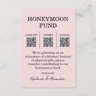 Modern Pink Blush Wedding Honeymoon Fund Enclosure Card