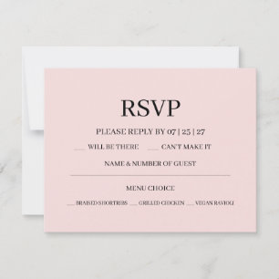 Modern Pink Blush Wedding RSVP Card