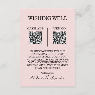 Modern Pink Blush Wedding Wishing Well Enclosure Card