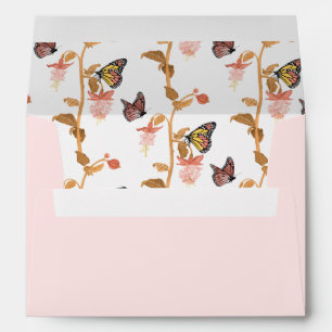 Modern Pink Boho Butterfly Girl Baby Shower Envelope