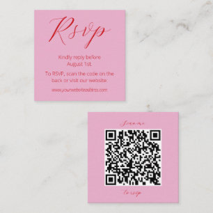 Modern pink bold red QR code wedding Enclosure Card