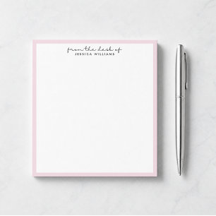 modern, pink border from the desk of notepad