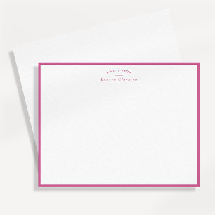 Modern Pink Border Personalised Note Card