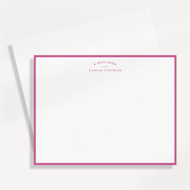 Modern Pink Border Personalised Note Card (Creator Uploaded)