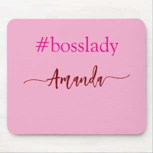 Modern Pink Boss Lady & Name   best Girly Gift Mouse Pad