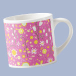 Modern Pink Botanical Wildflower Floral Keepsake Espresso Cup<br><div class="desc">Modern scattered yellow,  green and white botanical wild flower pattern on a hot pink background for a fresh and breezy summer feel.</div>
