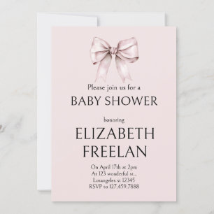 Modern pink bow baby shower Invitation