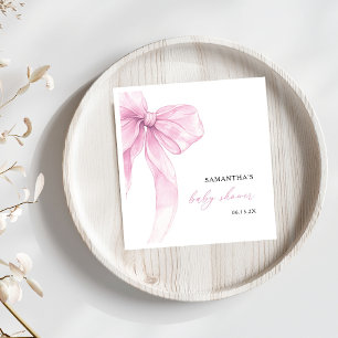 Modern Pink Bow Baby Shower Napkin