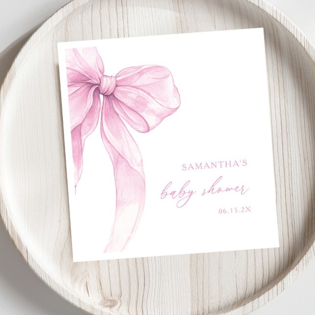 Modern Pink Bow Baby Shower Napkin (Creator Uploaded)