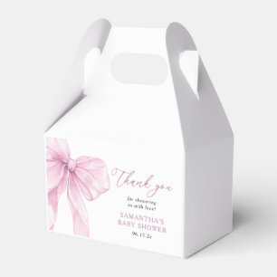 Modern Pink Bow Baby Shower Thank You Favour Box