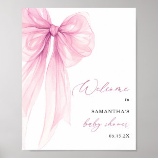 Modern Pink Bow Baby Shower Welcome  Poster